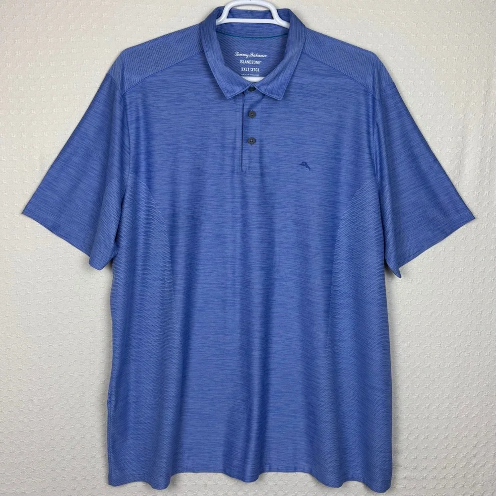 Tommy Bahama Polo Island Zone Performance Shirt Mens 3XLT Blue Golf Nautical - Picture 2 of 7